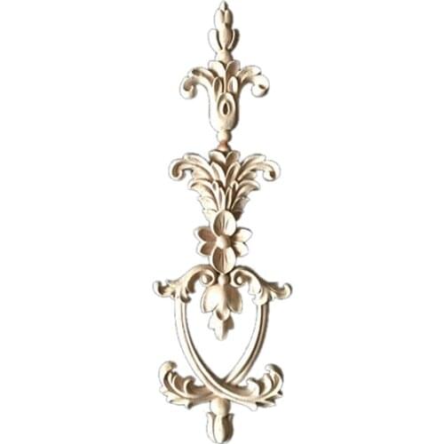 1X Rubber Wood Carved Applique Vintage Furniture Craft Decor #3