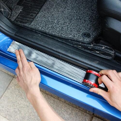 1pcs Car Door Sill Protector Carbon Fiber Film Sticker for ford focus kuga fusion fiesta mondeo ranger mk2 mk3 mk4 Mustang