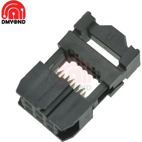 10PCS FC-6P Dual Row Pitch 2.54mm IDC Socket Connector Female Header 6-pin cable socket 2x3Pin