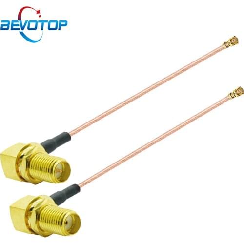 10PCS/LOT Elbow RP-SMA / SMA Female Right Angle to u.FL/IPX/IPEX1 Female RG178 Pigtail RF Coaxial WIFI Antenna Extension Cable