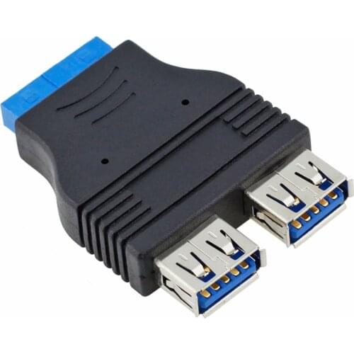 2 Ports USB 3.0 Female to motherboard 20pin 19pin Adapter Connector