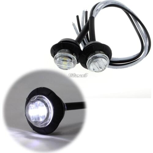 2X Mini 3/4" Round Side 3 LED Marker Trailer Car Bullet Light Waterproof White DropShip Dropshipping