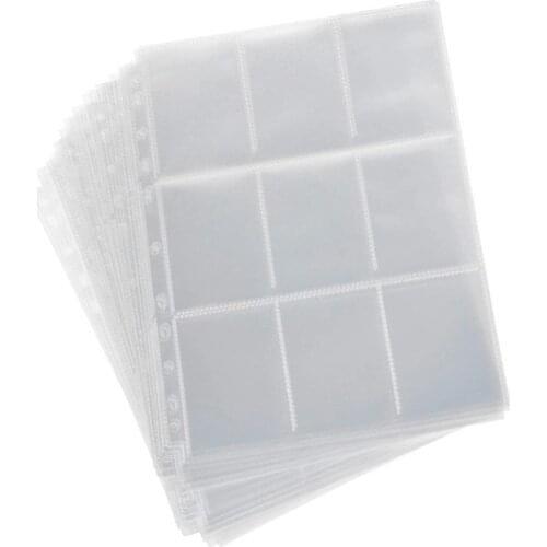 5pcs 9 Pockets Sheet Board Game Card Album Card Binder Storage Wallets Album Pages Collection Coin Holders Wallets Sleeves Set