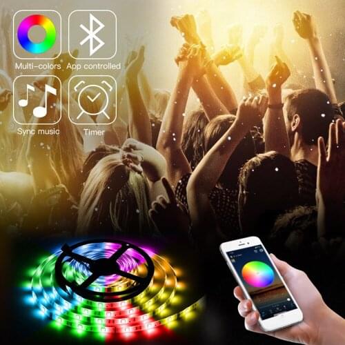 5050 LED Light Strip Smart Lighting for Bedroom Decoration Flexible Diode Lamp String Bluetooth Controller Background RGB