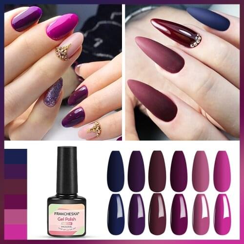 6 Color Butterfly Color Glue Purple Series Matte Crystal UV Nail Gel Polish Semi Permanent Soak Off UV LED Gel Nail Design TSLM2