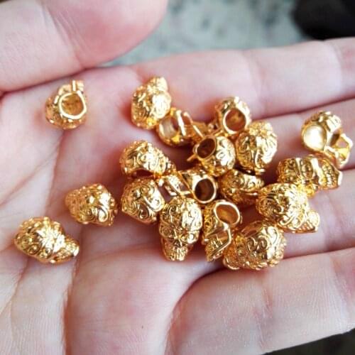 Ailatu Wholesale 30pcs/lot Plated Skull Beads Jewelry Making Findings