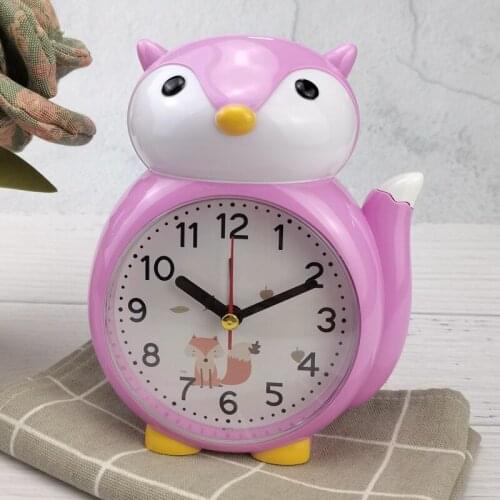 Anime alarm clock Little pink fox decoration Little fox alarm clock Kawaii Cartoon round alarm clock Childrens room decorations
