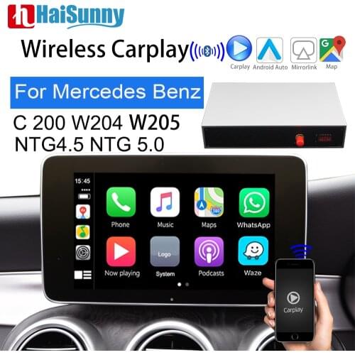 Wireless Carplay For Mercedes W205 W204 C Class C63 AMG NTG5 4.5 Support Retrofit Siri Voice Reverse Camera Auto GPS Maps