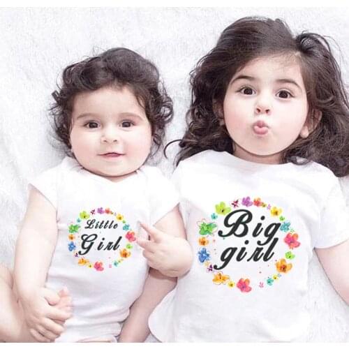 Big Sister Little Sister Matching Clothes Best Mama Mother Daughter T Shirt Set Mommy And Me Outfits Baby Kids Girl Clothing