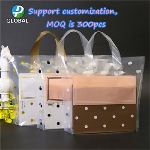 D&P 50Pcs/Lot Boys And Girls Clothes Shop Bags Thickened With Wave Dot Plastic Clothing Tote Bags Shopping Cosmetic Gift Pouches