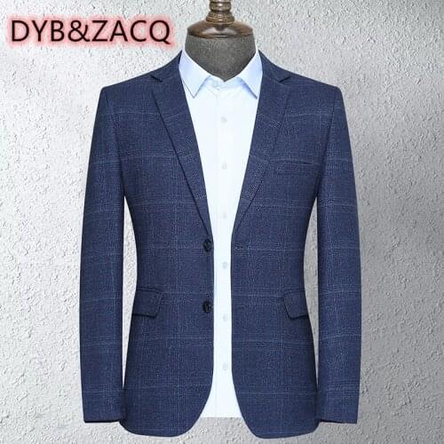 DYB&ZACQ New Leisure Suit Mens Coat Business Korean Version Slim Fashion Plaid Small Suit Mens Single Coat Men Blazer Slim Fit