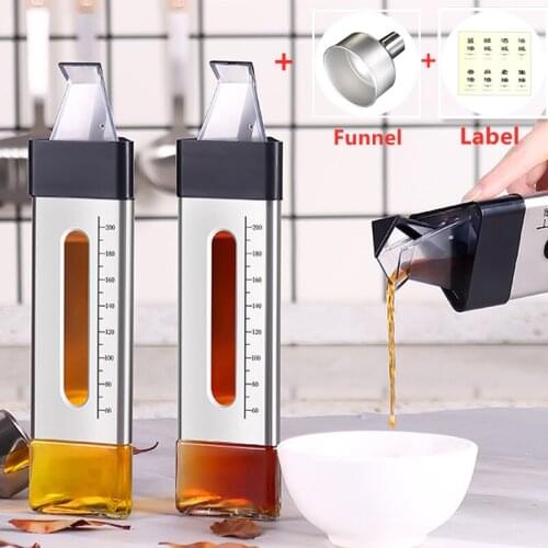 Stainless Steel +Glass Leakproof Oil Bottle Dispenser Sauce Bottle Seasoning Bottle Oil Dispenser Seasoning Container Spice Jar