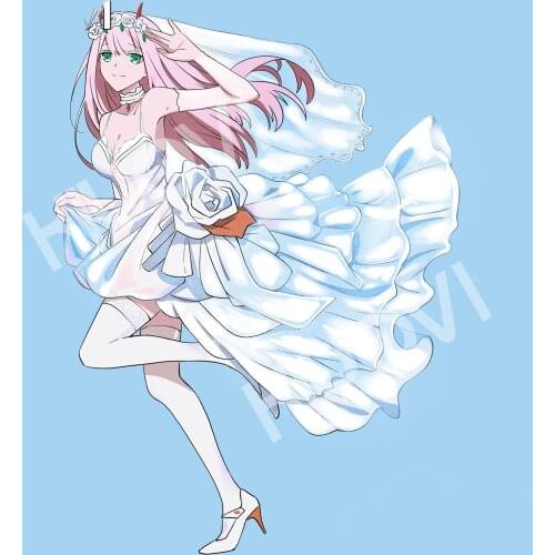 Irelia H Store DARLING in the FRANXX Fanart Bride ZERO TWO 02 Cosplay Costume sexy costume wedding dress female