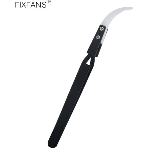 Stainless Steel Ceramic Curved Tweezers Cross Lock Reverse Tweezers Non-Conductive Anti-Static Heat Resistant Soldering Tweezers