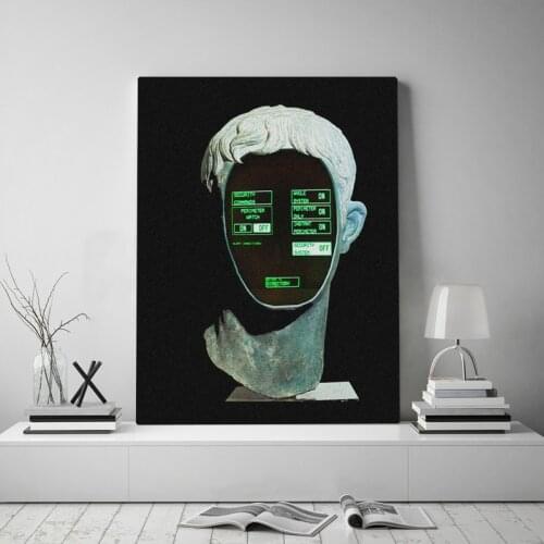 Cyber vaporwave avatar modern art Framed Canvas poster Painting wall Art decor room Study Home Wooden Frame Decoration Prints