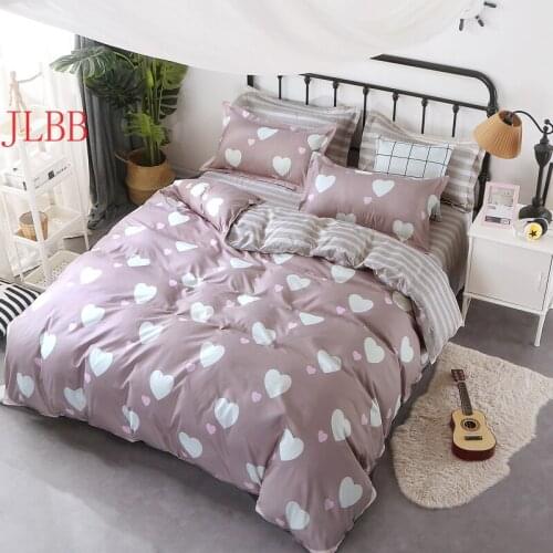AB side bedding set heart bed linens flat sheet summer style bedclothes adult home bed set sheet&pillowcase duvet cover set New