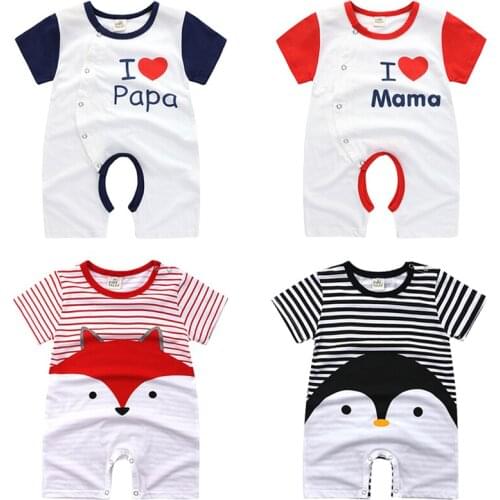 Summer Newborn Clothes Short Sleeved Cotton Baby Romper Cute Cartoon Infants Boys Jumpsuit 0-24 Months Baby Girl Pajamas Outfits