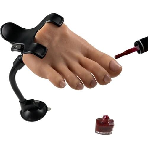 KnowU Nail Art Practice Foot Flexible Soft Silicone Model Adult Mannequin for Display Manicure Tools Plastic Holder Clip Clamp