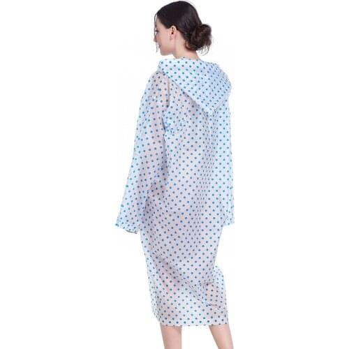 Fashion Women Men Adults Blue dots Environment Transparent Raincoat Camping Hoodie Rainwear Suit one size free shipping