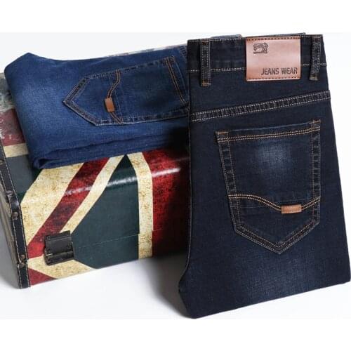 Spring Autumn Mens Smart Casual Jeans Fashion Straight Classic Blue Stretch Denim Trousers Male High Quanlity Brand Denim Pants