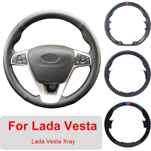 DIY Car Steering Wheel Cover Customized For Lada Vesta 2015-2019 Xray 2015-2019 Leather Braiding Cover For Steering Wheel