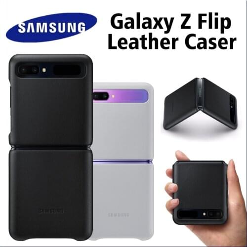 Original Samsung Z Flip Genuine For Samsung Galaxy Z Flip 5G leather Case Model Phone Cover Cases EF-VF700