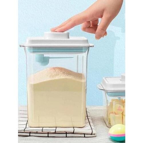 Transparent Food Storage Container Sealed Milk Powder Box Cereal Nut Container Kitchen Assortment Food Storage Box Button Design