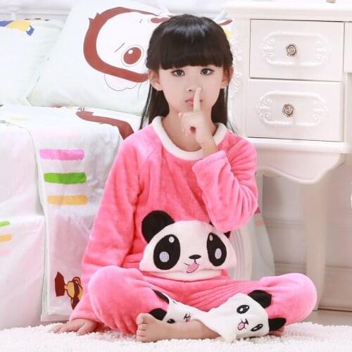 Pullover Autumn Winter Children Pajamas Long Sleeve Kids plush Girl Warm Clothes Suit Lovely Childrens Pyjamas Boy Nightwear