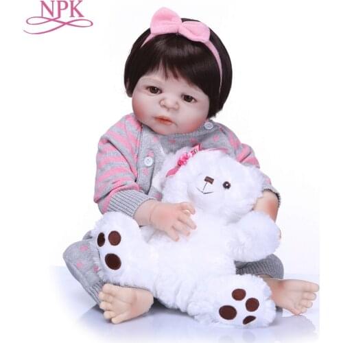 NPK Lifelike Silicone Reborn Baby Menina Alive 23'' Newborn Baby Dolls Full Vinyl Body Kid Brinquedos Bathe Toys Gifts