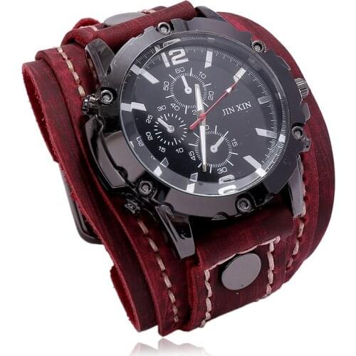 2020 New Luxury Mens Watches Top Brand Leather Watchband Chronograph Sport Punk Style Quartz Watch For Men Relogio Masculino