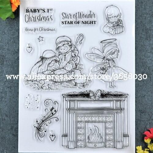 Christmas BABY Fireplace Boy Girl STAR Scrapbook DIY photo cards rubber stamp clear stamp transparent stamp 16x20.5cm 8101567