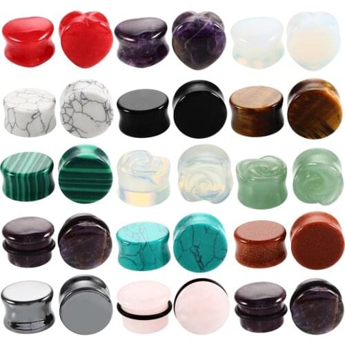 2pcs/lot Stone Ear Plugs And Tunnels Ear Gauge Ear Piercing Ear Stretchers Earring Gauges Flesh Earlets Body Piercing Jewelry