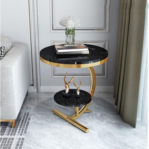 Table living room balcony light luxury marble simple bedside sofa cabinet corner small round table Mini leisure table coffee tab