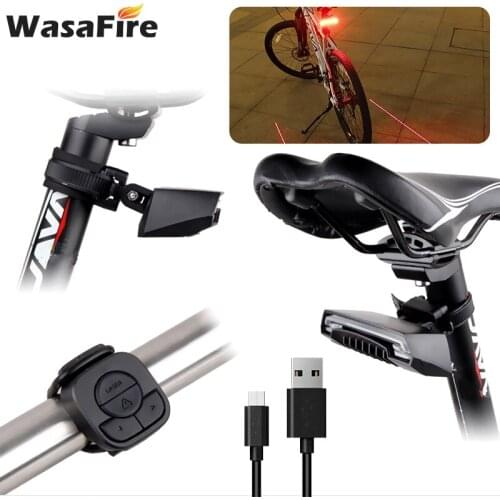 Smart Remote Control LED Bike Turn Signal Laser Bicycle Rear Light USB Rechargeable MTB Taillight Cycling Safety Warning Light