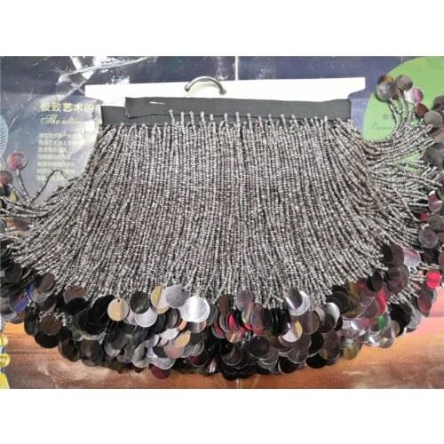 High class beaded Fringe Ribbon Trim Fringe Tassel Lace Trim with big sequins YG-866 with good quality