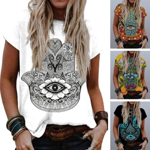 2021 Summer Women Vintage Printing Tops Trending Short Sleeve Clothes Casual Streetwear Harajuku Plus Size Basic Tee T-shirt