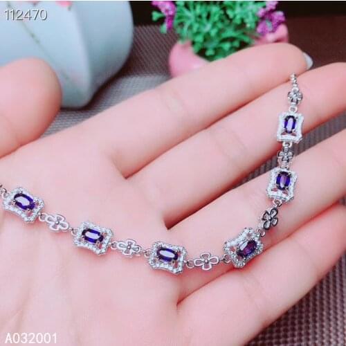 KJJEAXCMY fine jewelry natural sapphire 925 sterling silver new women hand bracelet support test elegant