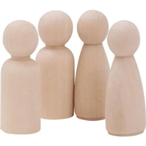 10 Pieces 65mm Solid Hard Wood People DIY Unfinished Wooden Peg Dolls Wooden Tiny Doll Bodies Figures Children Doodle Crafts