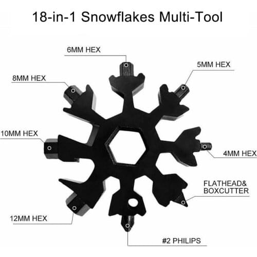 18 In 1 Snowflake Tool Card Aluminum Alloy Multifunctional Screwdriver Wrench Corkscrew Portable Camping Hiking Outdoor Tools