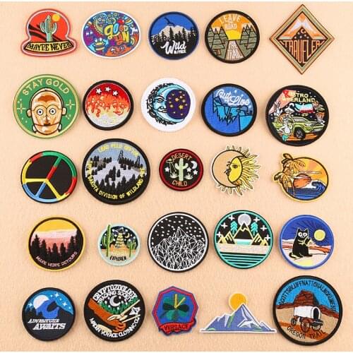 30pcs randomly send cartoon flower character letter patch iron embroidery sticker clothing jacket jeans fabric DIY badge patch