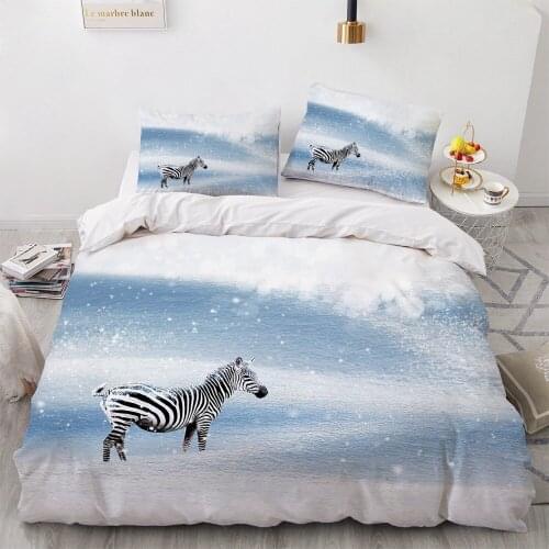 3D Bedding Sets Black Duvet Quilt Cover Set Comforter Bed Linen Pillowcase King Queen 265x230cm Size Animal Zebra Design Printed