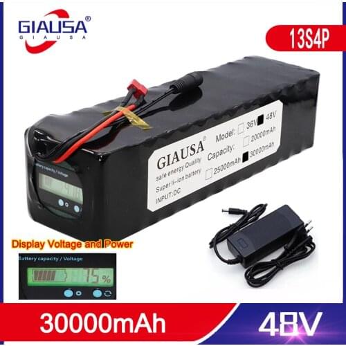 48v lithium ion battery 48v 30Ah 1000w 13S4P Battery Pack For 54.6v E-bike Electric bicycle Scooter with BMS Capacity Indicator