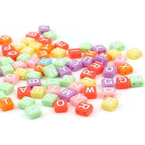 Acrylic Beads Two Holes Rectangle At Random Color Initial Alphabet/ Capital Letter Pattern About 8.5cm x 8cm, 300 PCs
