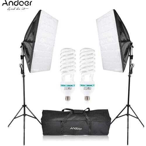 Andoer Photography Studio Kit Cube Umbrella Softbox Light Lighting Tent Bulb Tripod Stand Carrying Bag for Portrait Accessories