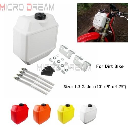 White Front Auxiliary Fuel Tank Enduro Motocross Dirt Bike 1.3 Gallon Oil Gas Tank for Honda Yamaha Kawasaki Suzuki Off Road