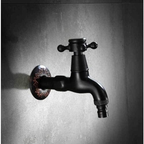Bibcocks Wall Mounted Washing Machine Tap Mop Pool Tap Black/Antique Color Garden Outdoor Water Modern Kitchen Bathroom Faucet
