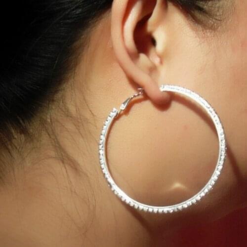 3/5/6/8CM Big Crystal Diamond Hoop Earrings Oversize Large Classic Full Rhinestone Circle Women Jewelry Round Trendy Brinco