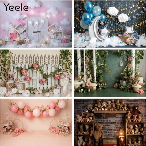 Baby 1st Birthday Backdrop Vinyl Curtain Flower Balloon Easter Circus Party Bear Moon Photography Background For Photo Studio