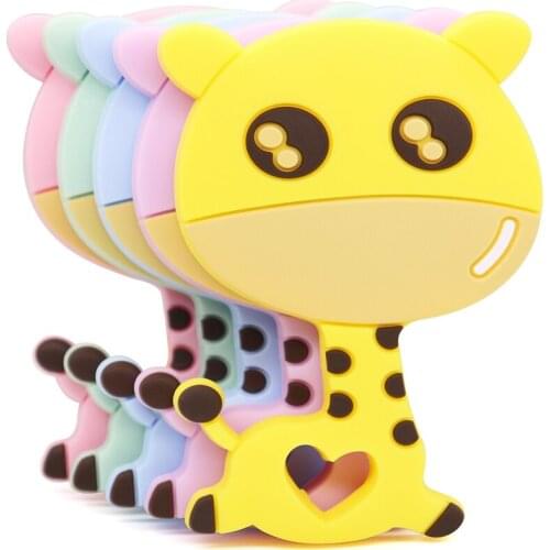 Baby Bobotoy 1Pcs Teether Food Grade Silicone Giraffe 5Colors Teething Beads Baby Quality Teething Toy For 4-12monthes Nuring