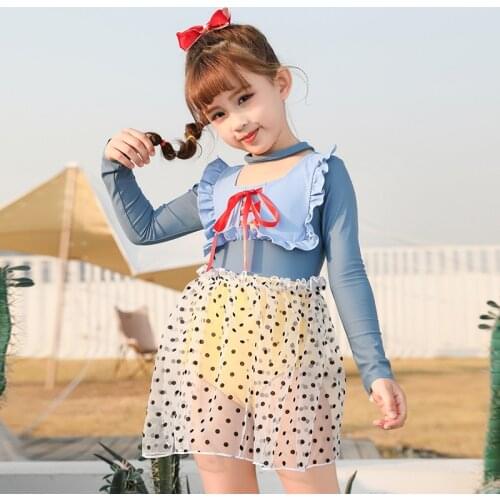 Ruffle Kids Baby Swimwear Long Sleeve One Piece Girls' Swimsuit Children Lace Skirt 2PCS Swimwear Toddler Bathing Suit Beachwear